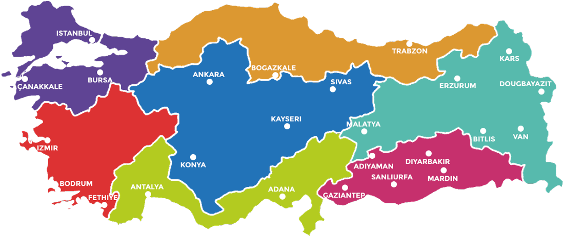 Cities of Turkey map